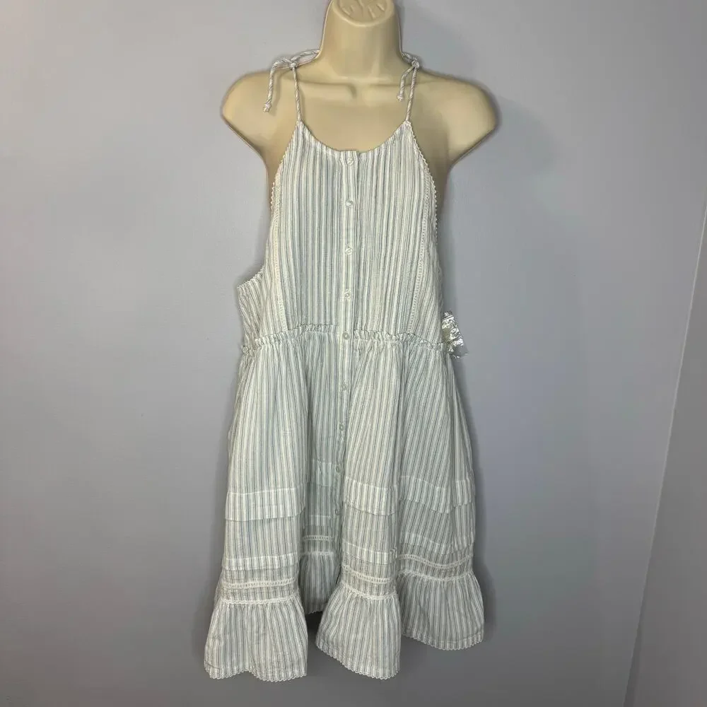 Free People Women's Desert Days Stripe Babydoll Mini Dress Beach Vacation Sz S